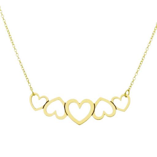 Gargantilla oro 18k en forma de corazones