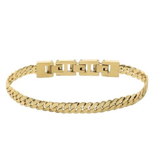 Pulsera clásica de barbada de acero inoxidable dorada