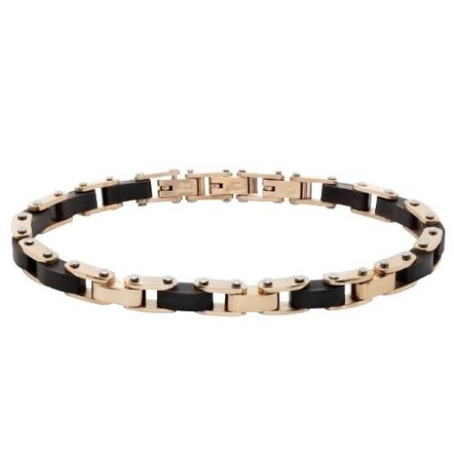 Pulsera bandlet de acero inoxidable oro Rosa y Madera