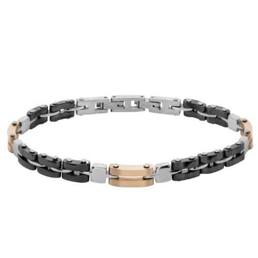 Pulsera bandlet de acero inoxidable plateada, negra, oro rosa y cerámica