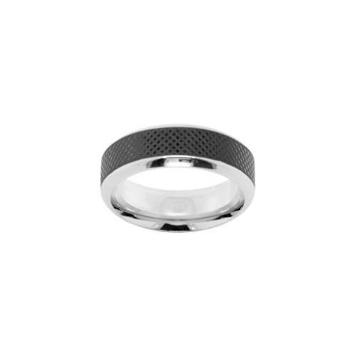 Anillo de Acero plateado y con piedras negras