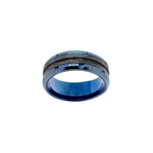 Anillo de Acero azul marino y negro