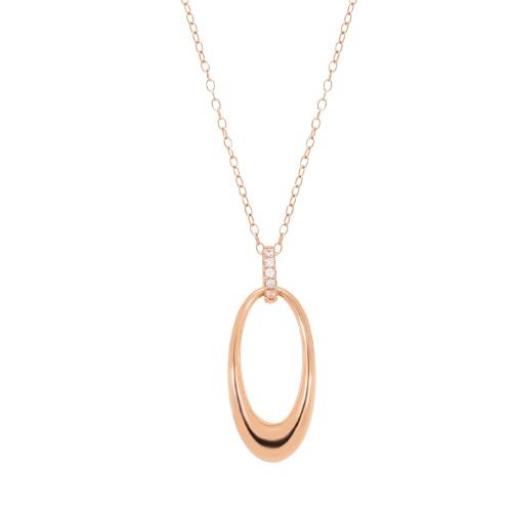 Collar de plata con baño oro rosado con circonitas blancas