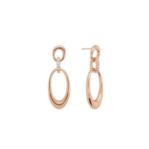 Pendientes de plata colgantes con baño oro rosado con circonitas blancas