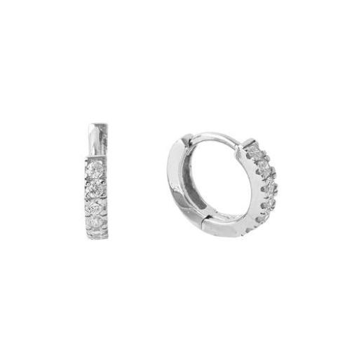 Pendientes de plata aro plateados con circonitas blancas