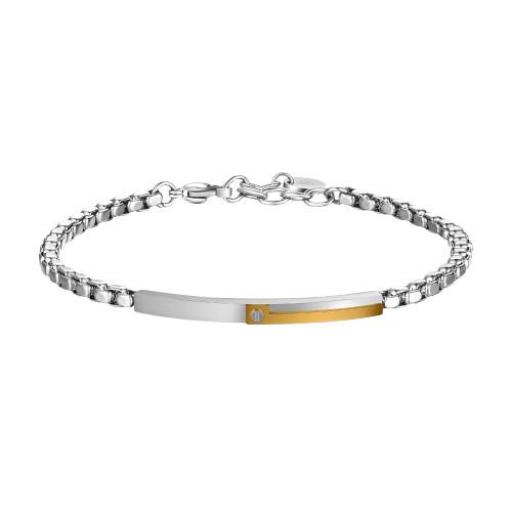 Pulsera clásica de barbada de acero inoxidable dorada y plateada