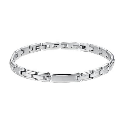 Pulsera de eslabon de acero inoxidable con placa plateada