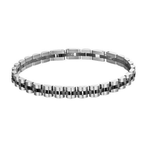 Pulsera de eslabones de acero inoxidable plateado y negro
