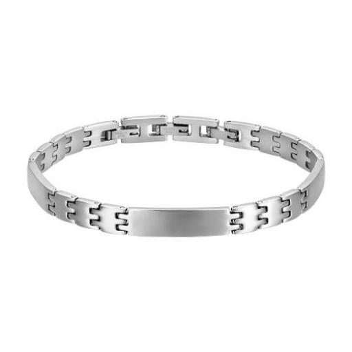 Pulsera de eslabones de acero inoxidable con placa plateada