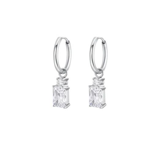 Aros de Acero Inoxidable con Colgante de Cristal [2]