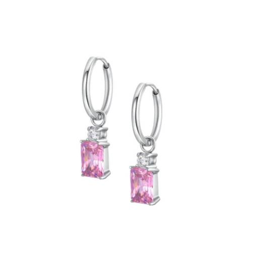 Aros de Acero Inoxidable con Colgante de Cristal