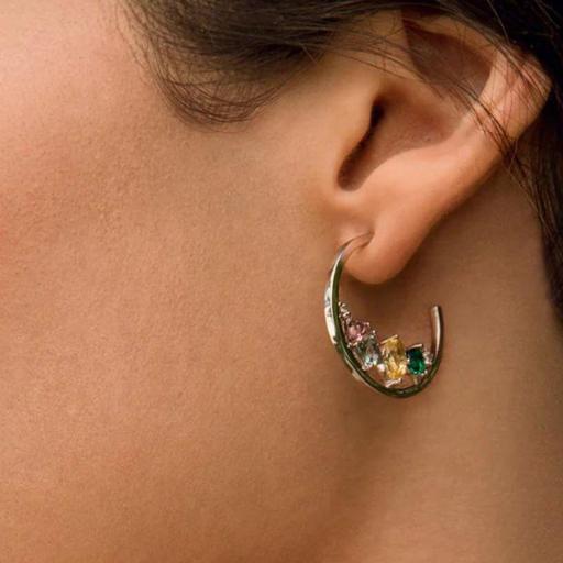 Pendientes para mujer con piedras de colores tipo aros  [1]