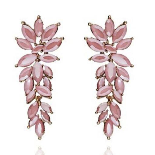 Pendientes largos de fiesta en tono rosa