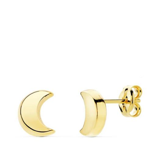  Pendientes de oro 18k lisos en forma de luna