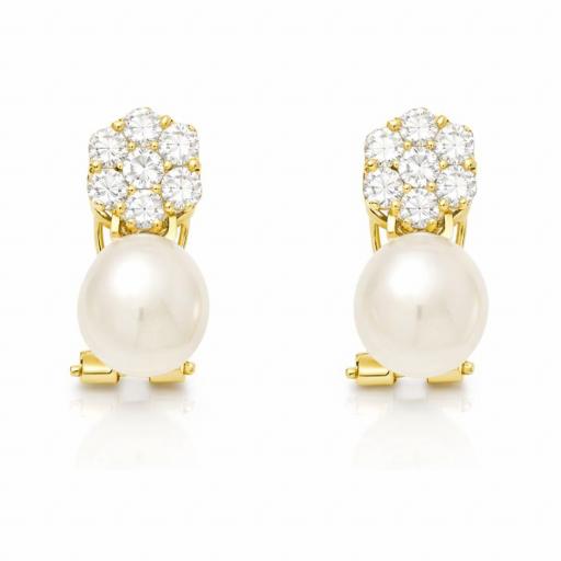 Pendientes Oro 18K con Perlas Cultivadas y Circonitas – Elegancia Clásica y Sofisticada [0]