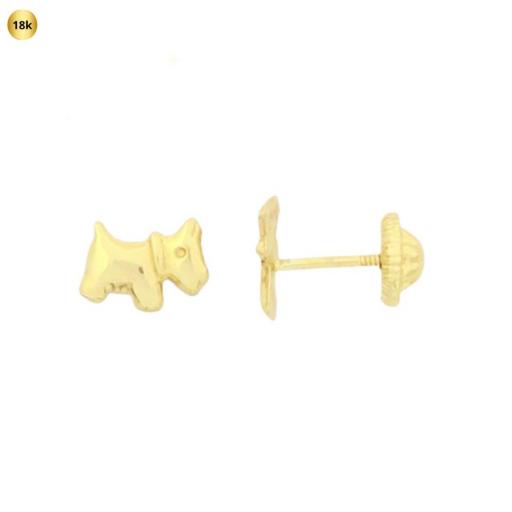 Pendientes de oro 18K en forma de perrito pequeño con rosca