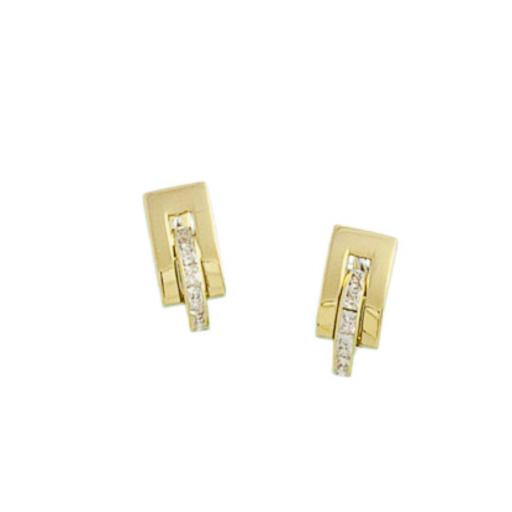 Pendientes de oro 18k con circonitas en forma rectangular 