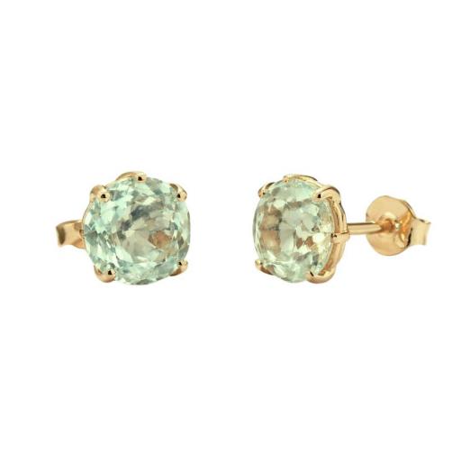 Pendientes de Plata 925 Bañada en Oro Rosa con Amatista Verde [0]