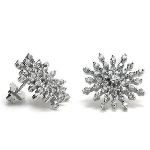 Pendientes FLOR de plata elegantes para mujer, novia