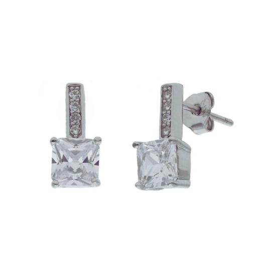 Pendientes plata con circonita blanca