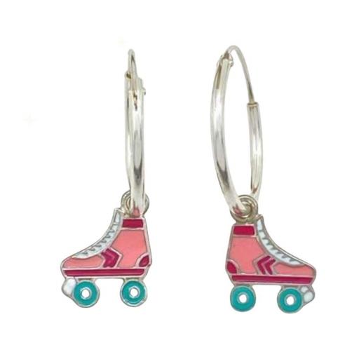 Pendientes de aro colgantes con patines para niña [0]