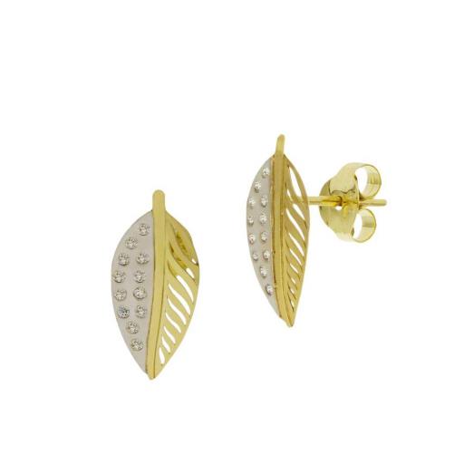 Pendientes en forma de hoja oro 18k