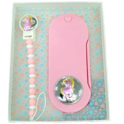 Set Infantil Marca Valenti Pinza y Cubiertos Unicornio 