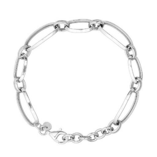 Pulsera de plata lisa eslabones para mujer