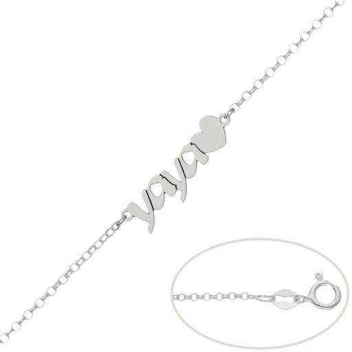  Pulsera personalizada de plata nombre y corazón YAYA