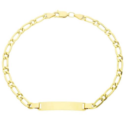  Pulsera oro 18k con placa de eslabón de 20.5 cm