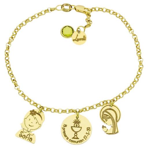 Pulsera personalizada de oro 18k para niña de Comunión 