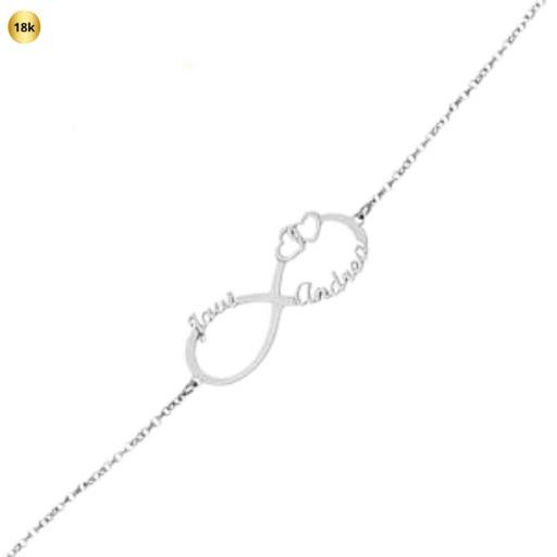  Pulsera personalizada de oro18k INFINITO con dos nombres y corazón [1]