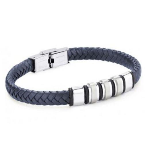 Pulsera de piel y acero para hombre collación Rocosas 