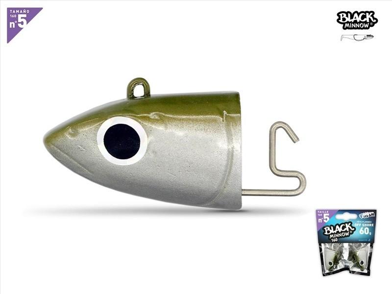 Black Minnow 160 - 2 Off Shore jig head - 60g - Khaki