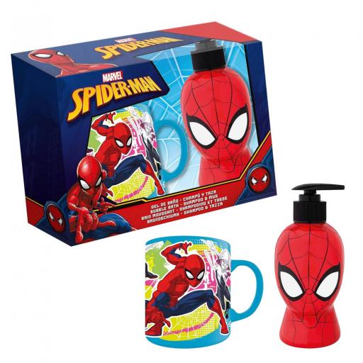 Marvel Spider-Man Estuche Gel Champú Figura 3D con Dosificador y Taza Spider-Man
