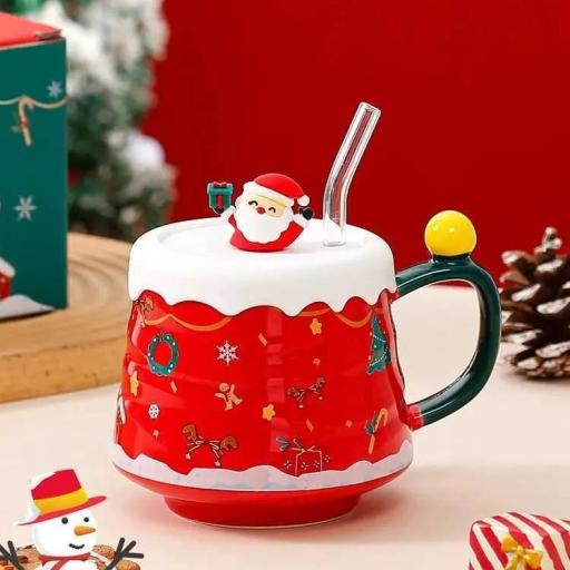 TAZA CERÁMICA NAVIDEÑA CON PAJITA CRISTAL [0]