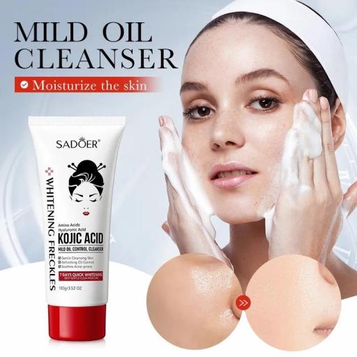 Limpiador Facial con Ácido Kójico, Espuma Limpiadora Facial, humectante, iluminador y reduce poros