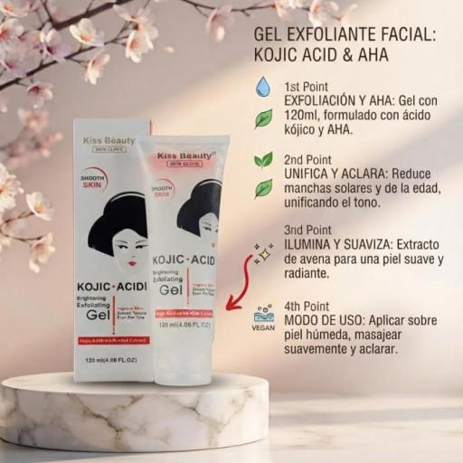Gel Exfoliante Facial Kojic Acid con Ácido Kójico y AHA 120ml-Kiss Beauty [0]