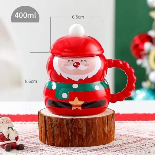 TAZA CERÁMICA, NAVIDEÑA CON CUCHARA Y TAPADERA PAPÁ NOEL [0]