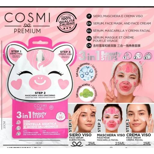 MASCARILLA FACIAL 3 EN 1 Unicornio-Cosmi