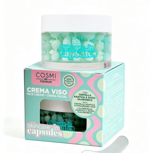 Cápsulas de crema facial 50 ml con centella asiática y ácido hialurónico, suaviza y uniforma-Cosmi