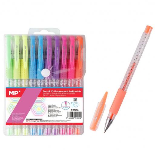 BOLIGRAFOS FLUORESCENTES 10 COLORES