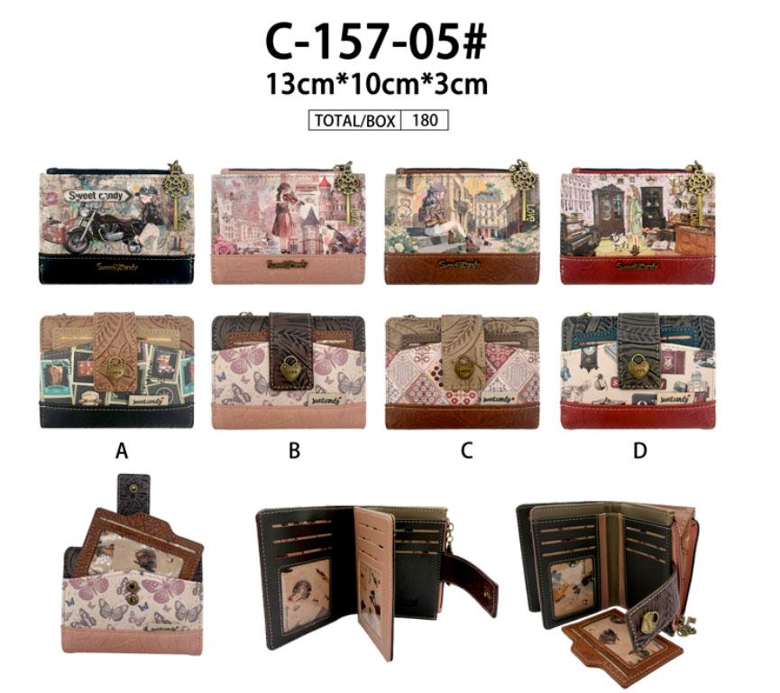 Monedero Sintético con Muñeca Sweet Candy, Tarjetero Extraíble,Cremallera con Llave(incluye caja)