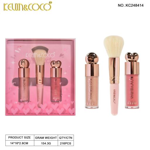 KIT RUBOR/ ILUMINADOR/ BROCHA KEVIN&COCO