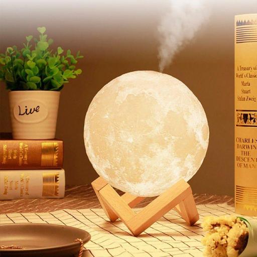 Lámpara humificador 3d Con Forma De Luna 80ml