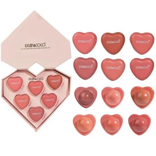 Set Brillo Labial - Rubor en Crema 6 Colores Kevin & Coco [0]