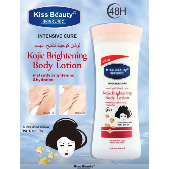 Loción corporal iluminadora con ácido kójico Kiss Beauty 400 ml - Tono uniforme, piel radiante
