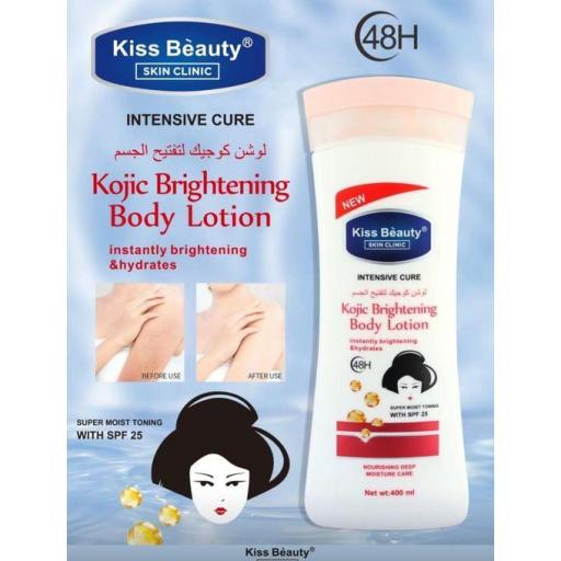 Loción corporal iluminadora con ácido kójico Kiss Beauty 400 ml - Tono uniforme, piel radiante