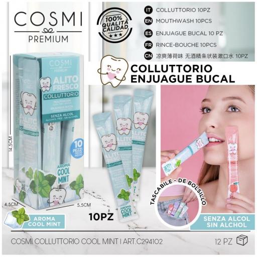 ENJUAGUE BUCAL AROMA MENTA FRIA - COSMI(10 unidades)