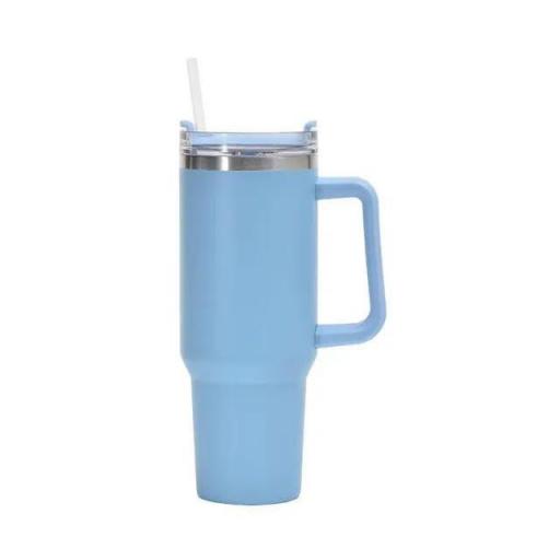 Taza Botella De Agua Térmica De Acero Inoxidable De 1200Ml, Taza De Café Térmica, Matraz De Vacío Frío Y Caliente con Pajita De Mango [1]